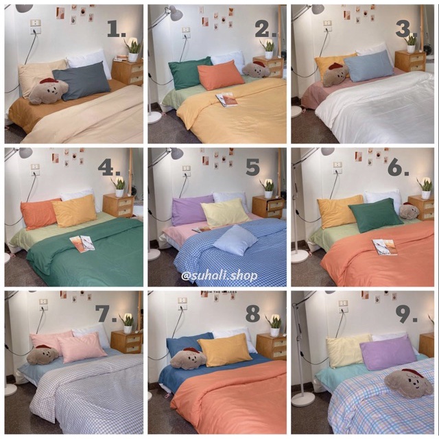 COTTON TC MIX AND MATCH - Bộ vỏ chăn ga giường cotton tici phối màu Suhali shop m6, m8, 2m2