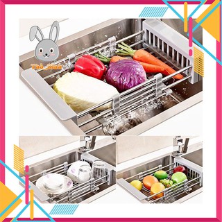 Kệ inox gác bồn rửa chén bát đa năng panorama kéo dãn linh hoạt, khay innox gấp gọn, gía innox gác bồn rừa bát