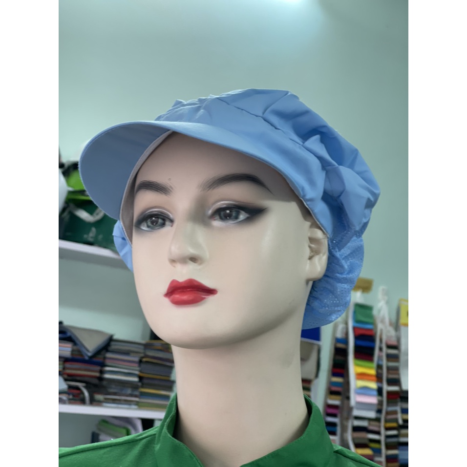 Nón Kết Silk Màu Xanh Biển Chuyên Dùng Lao Động _ Hình Chụp Thật