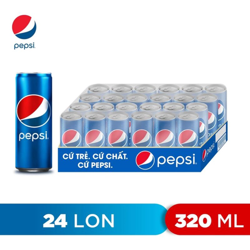 Nước ngọt có gaz PEPSI NGUYÊN BẢN (ĐVT: LỐC 6 LON, THÙNG 24 LON, lon 320ml) NƯỚC NGỌT CÓ GAS PEPSI XUÂN 2022