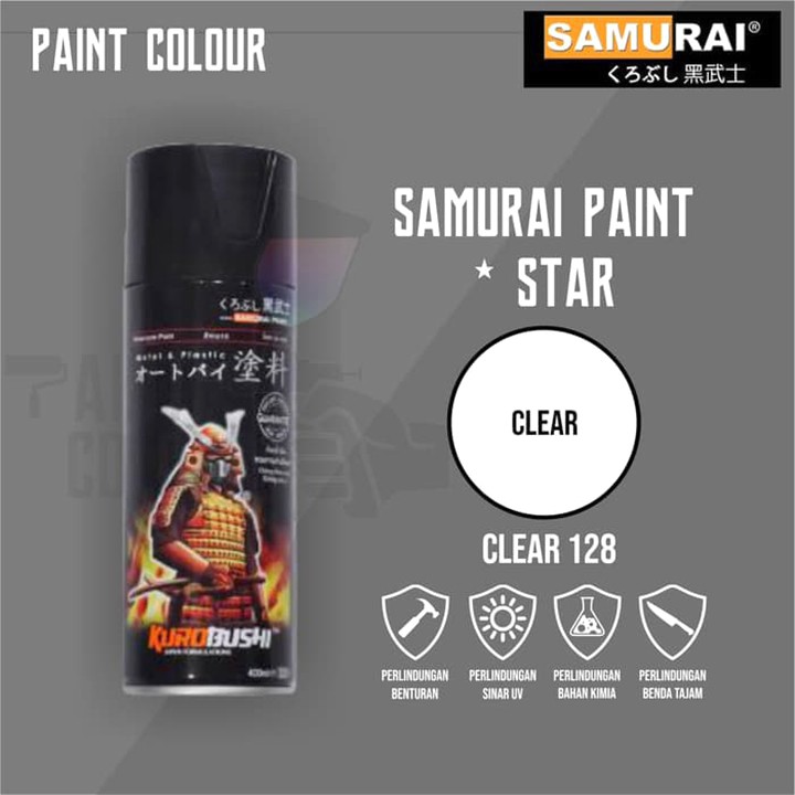 Chai Sơn Samurai Màu Trong 1/128 Clear 400ML - Bình Sơn Xịt Xe Máy/ Xe Oto Samurai Cao Cấp - Kivo