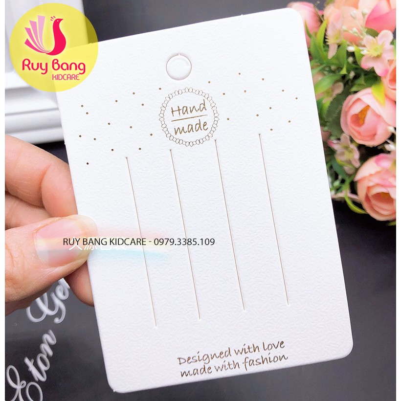 Bìa đựng kẹp tóc, thẻ kẹp dọc trắng đựng kẹp trưng bày - set 20 cái