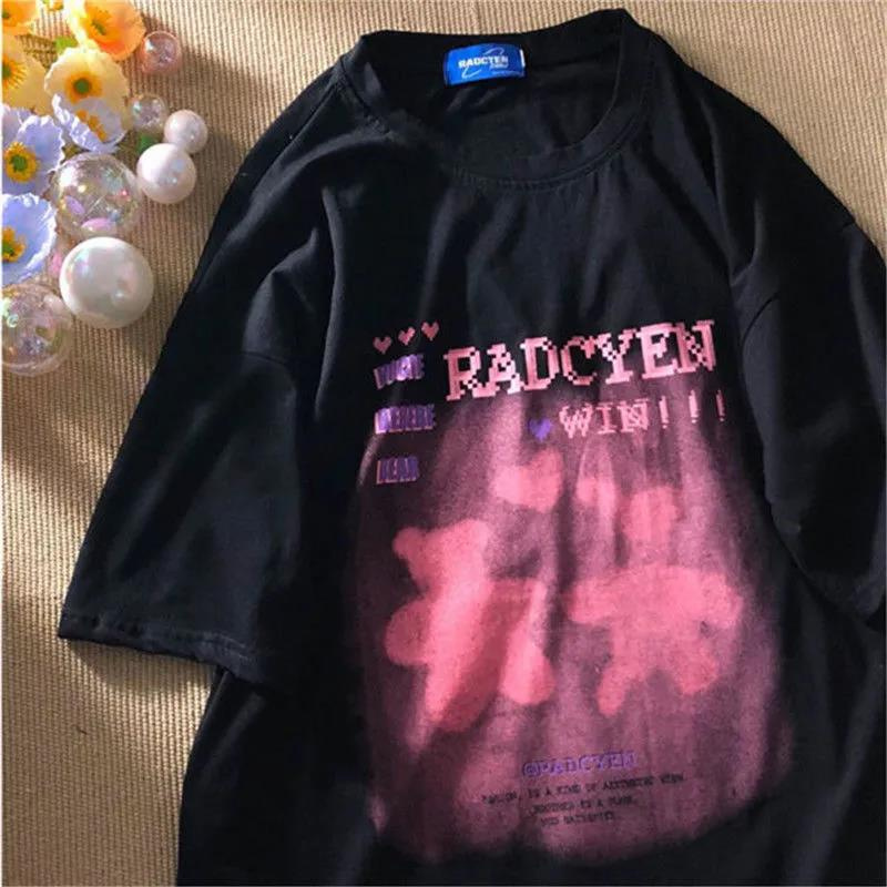 100% cotton Áo Thun Nữ Tay Ngắn In Họa Tiết Graffiti Phong Cách Hàn Quốc 2023