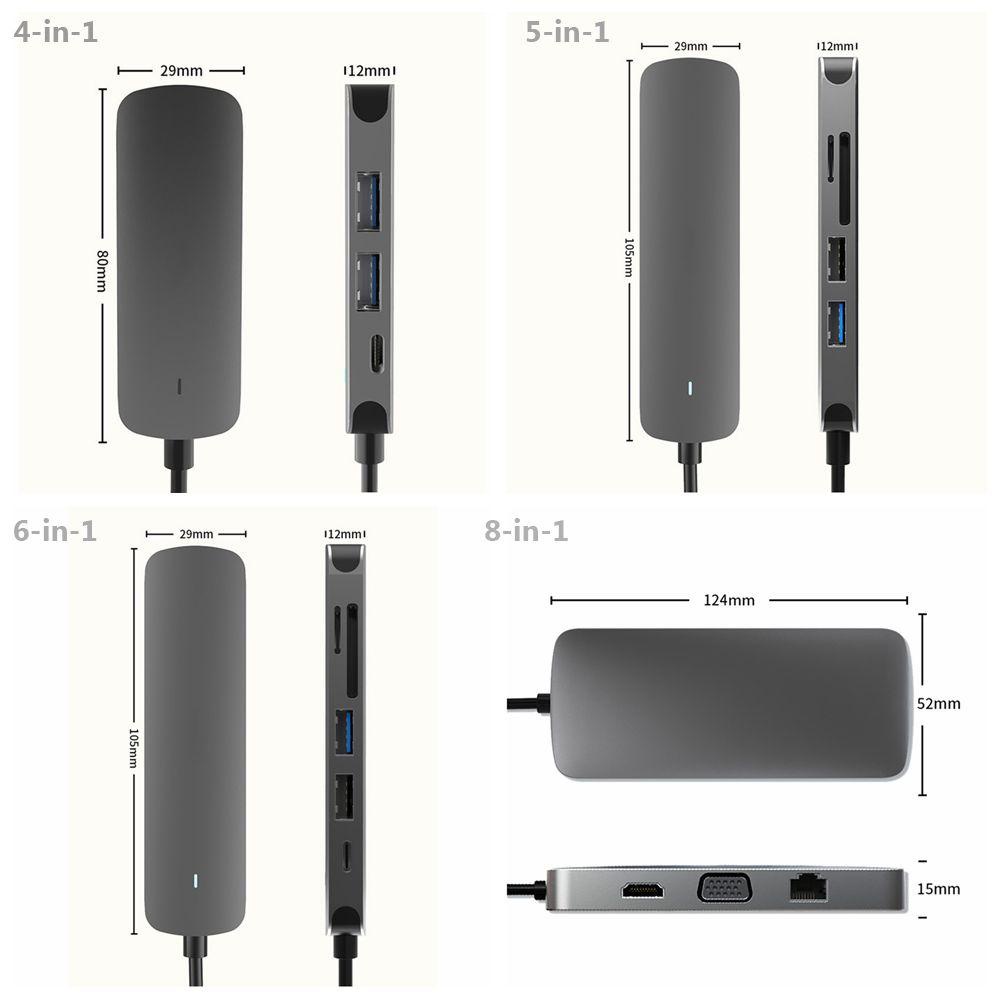 BEBETTERM Đế Sạc USB C HUB 10 Trong 1 TF RJ45 4K HDMI Cho Laptop PC