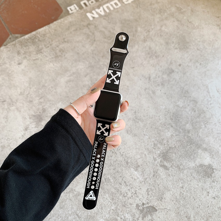 OFF WHITE T5 Dây Đeo Silicone Trong Suốt Cho Đồng Hồ Apple Watch Series Se 6 38mm 40mm 42mm 44mm 2 3 4 5