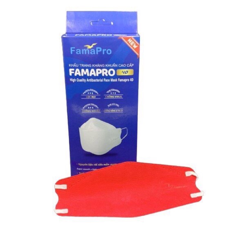 Khẩu trang y tế 4D Famapro (Nam Anh) 3 lớp kháng khuẩn (Thiết kế thời trang KF94) - Hộp 10 cái