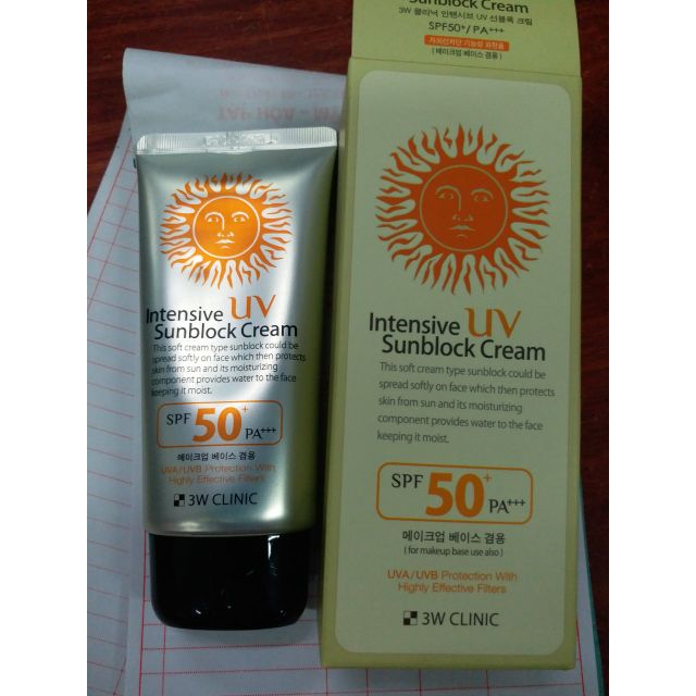 Kem chống nắng 3W Clinic Intensive UV Sunblock Cream SPF 50 PA+++ 70 ml