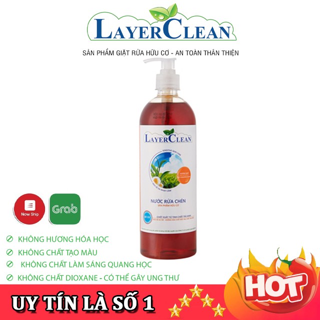 Nước rửa chén bát hữu cơ Layer Clean 800ml, dạng chai vòi xịt, an toàn, không chất hóa học