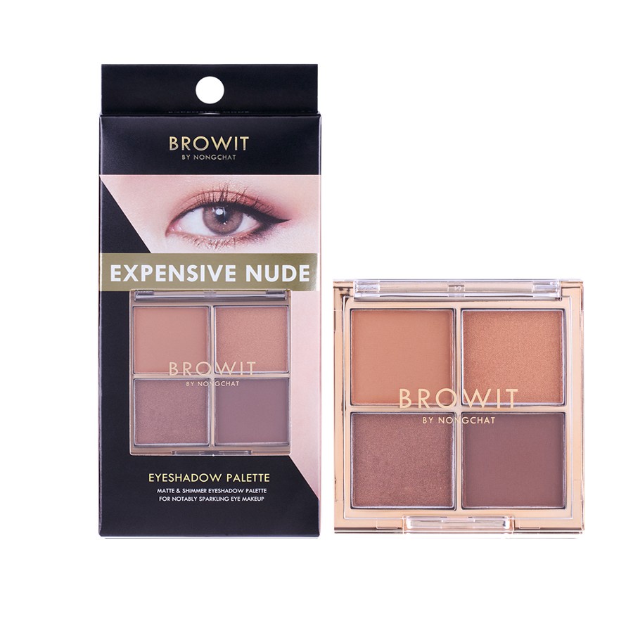 Bảng phấn mắt 4 màu Nongchat, kết cấu mờ, ánh nhũ, mịn, lâu trôi, dễ blend  Browit Eyeshadow Palette