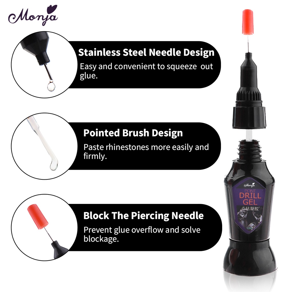 MONJA Bộ phụ kiện đính đá trang trí móng nghệ thuật gồm 3 món