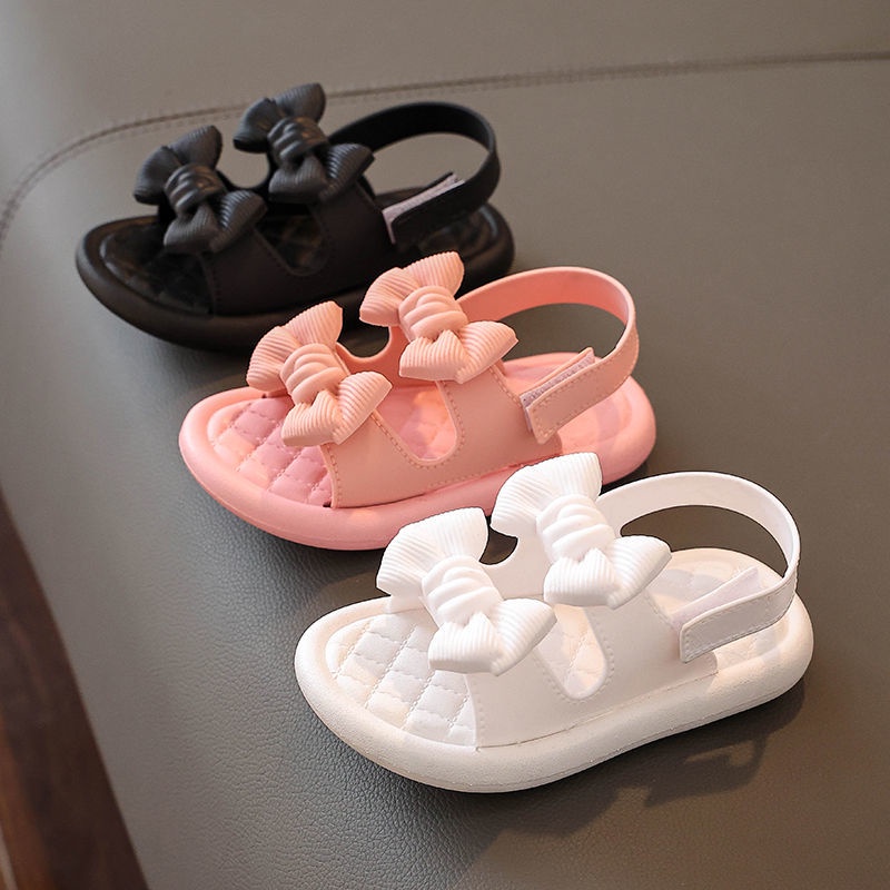 Giày sandal đế bệt hở ngón thiết kế dễ thương cho bé gái