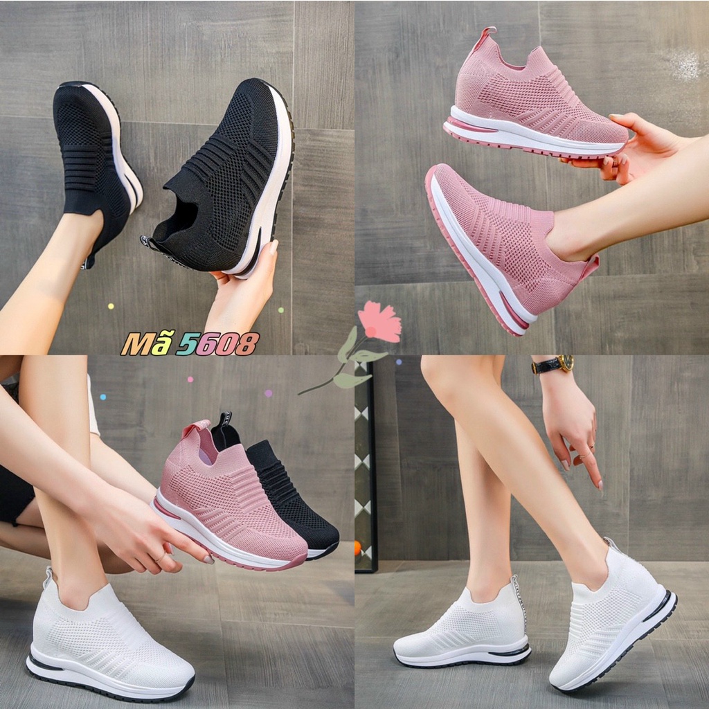 Giày Đế Độn Cao 7 Phân 💥BIG SIZE 40 💥Giày Thể Thao Quai Thun - Nhập Khẩu Cao Cấp 5608