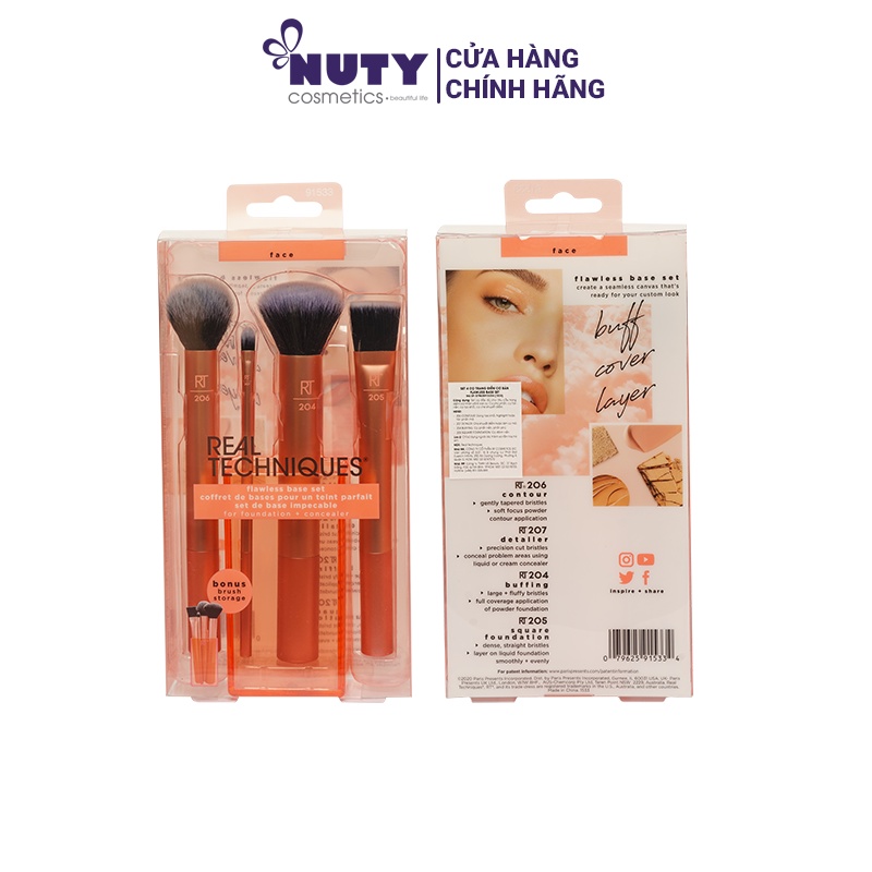 Bộ Cọ Trang Điểm Real Techniques Flawless Base Set (4 pcs)