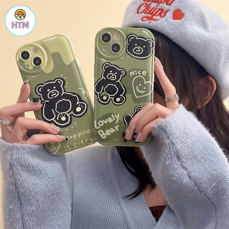 Ốp Điện Thoại TPU Dẻo In Hình Gấu Xanh Hoạt Hình Có Lỗ Tròn Cho iPhone 14 13 12 Pro Max 11 14 Pro XS Max X XR 7 8 Plus