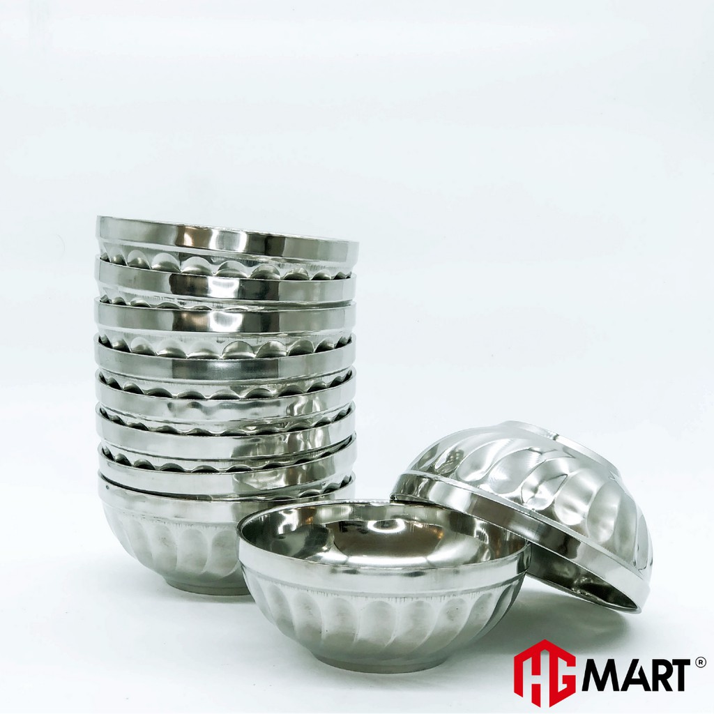 Bát Xoắn Inox cách nhiệt chống nóng HG Mart [Bộ 10 bát]