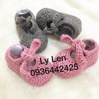 Giày len thắt nơ