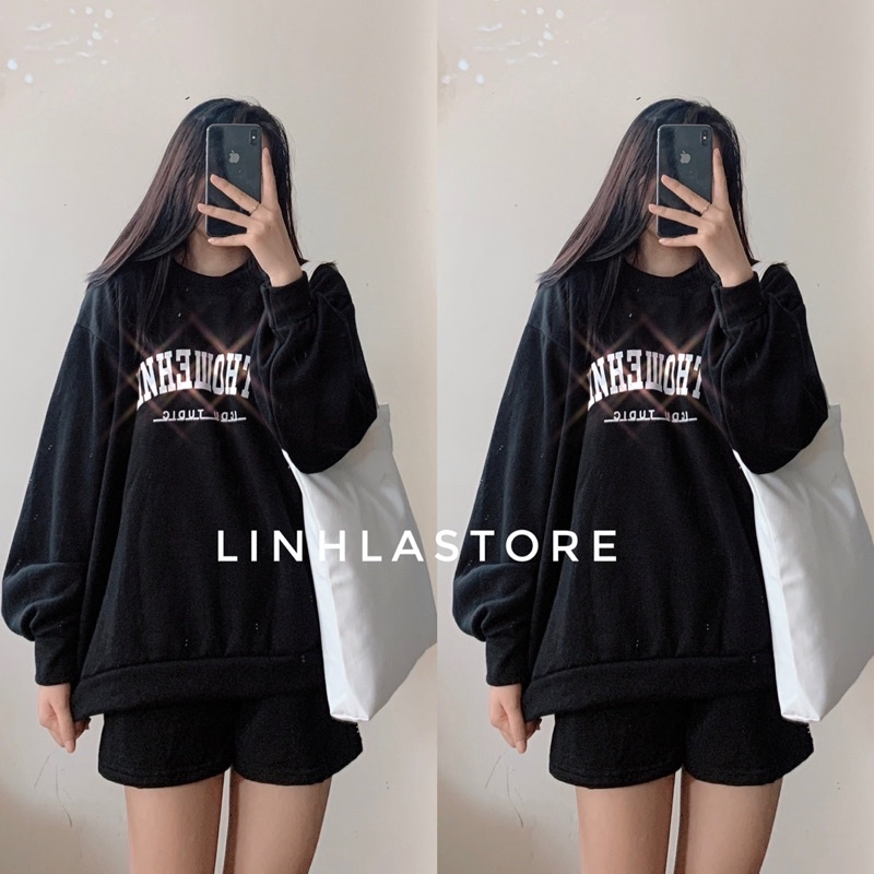 SET BỘ NỈ ÁO DÀI TAY QUẦN SHORT ULZZANG  SET BỘ NỈ (Ảnh thật +video shop quay)