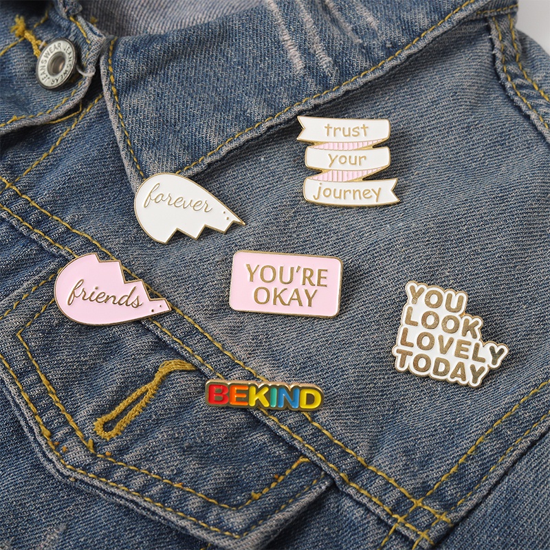 Ghim Cài Áo Kim Loại Hình Chữ Nhật In Chữ Tiếng Anh Cá Tính Thích Hợp Làm Quà Tặng Bạn Bè