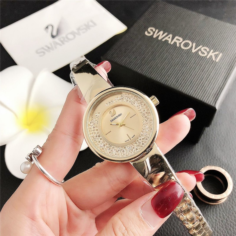 Đồng Hồ quartz Swarovski Swan S6894 Đính Đá Sang Trọng Cho Nam Nữ