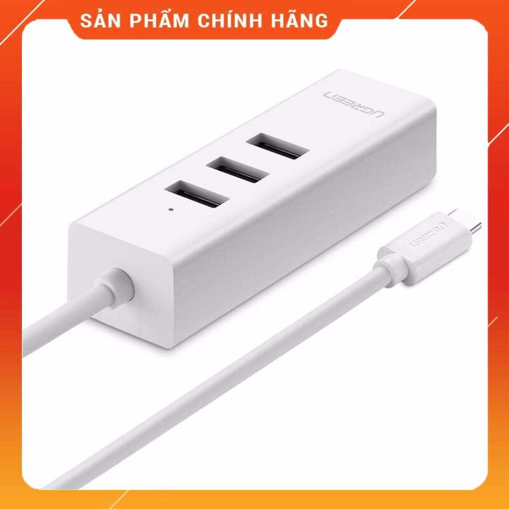 Cáp chuyển đổi USB type C sang Ethernet RJ45 + Hub 3 cổng USB 2.0 dài 30cm UGREEN 20792 dailyphukien