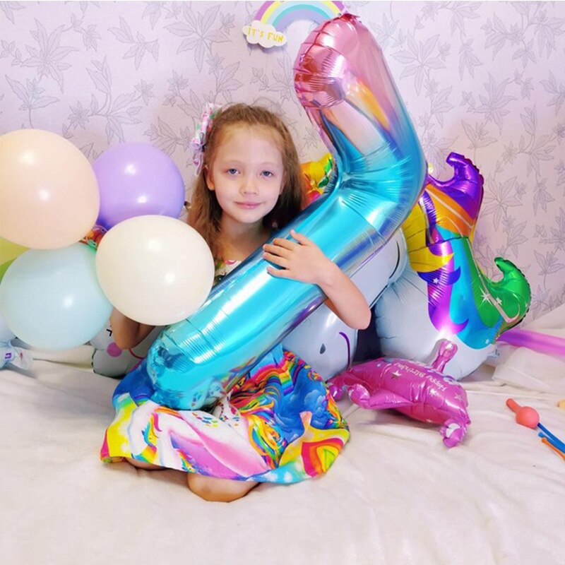 Bộ phụ kiện trang trí bánh kem hình kỳ lân/cầu vồng 1 tuổi cho bé