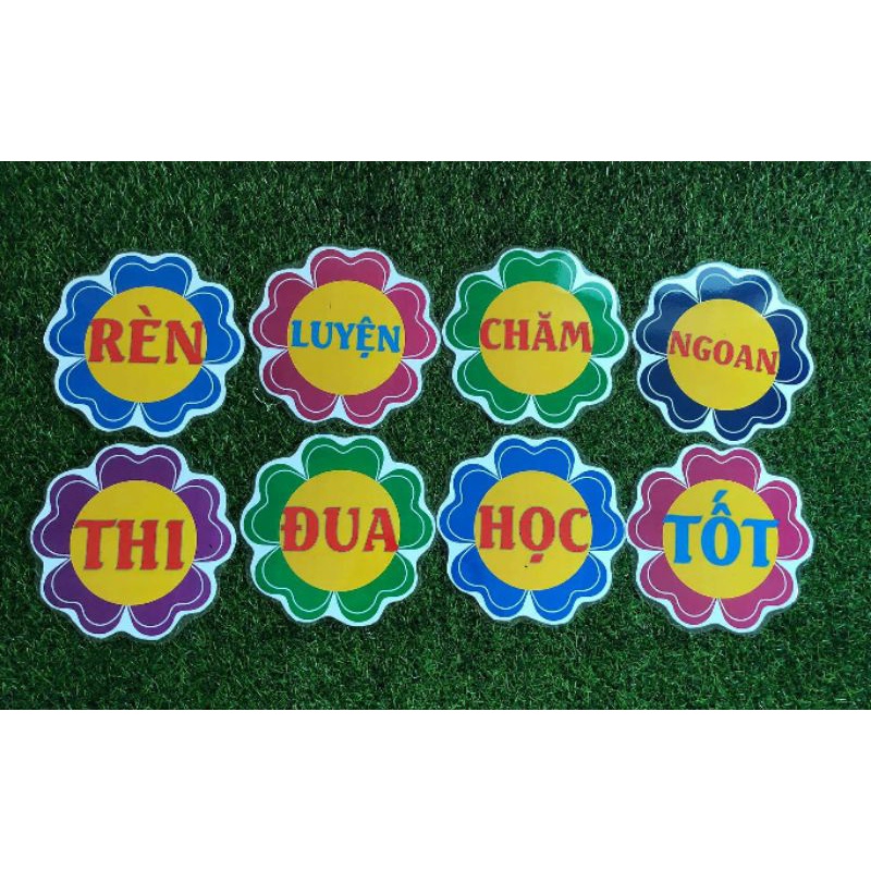 Khẩu hiệu trang trí lớp học kích thước a4 (ép plastic), sẵn băng keo dán tường_Không kèm hoa