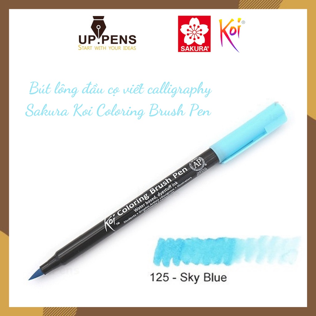 Bút lông đầu cọ viết calligraphy Sakura Koi Coloring Brush Pen – Màu xanh da trời (Sky Blue)