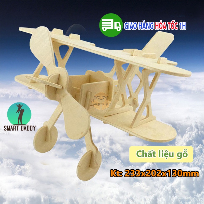 Lắp ghép mô hình máy bay 3D bằng gỗ hàng loại 1