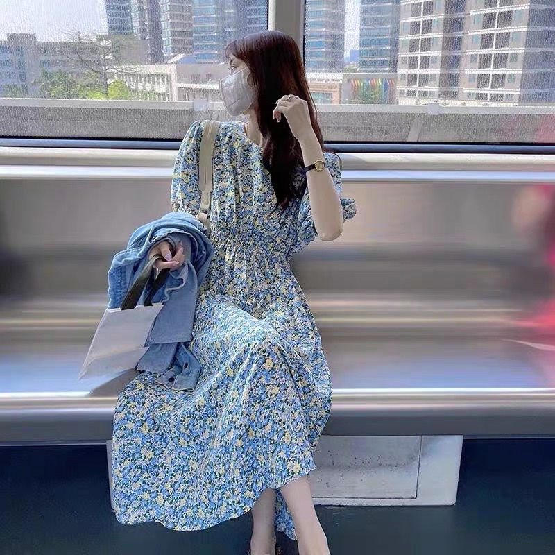 VÁY HOA NHÍ CHUN EO TAY BỒNG ULZZANG