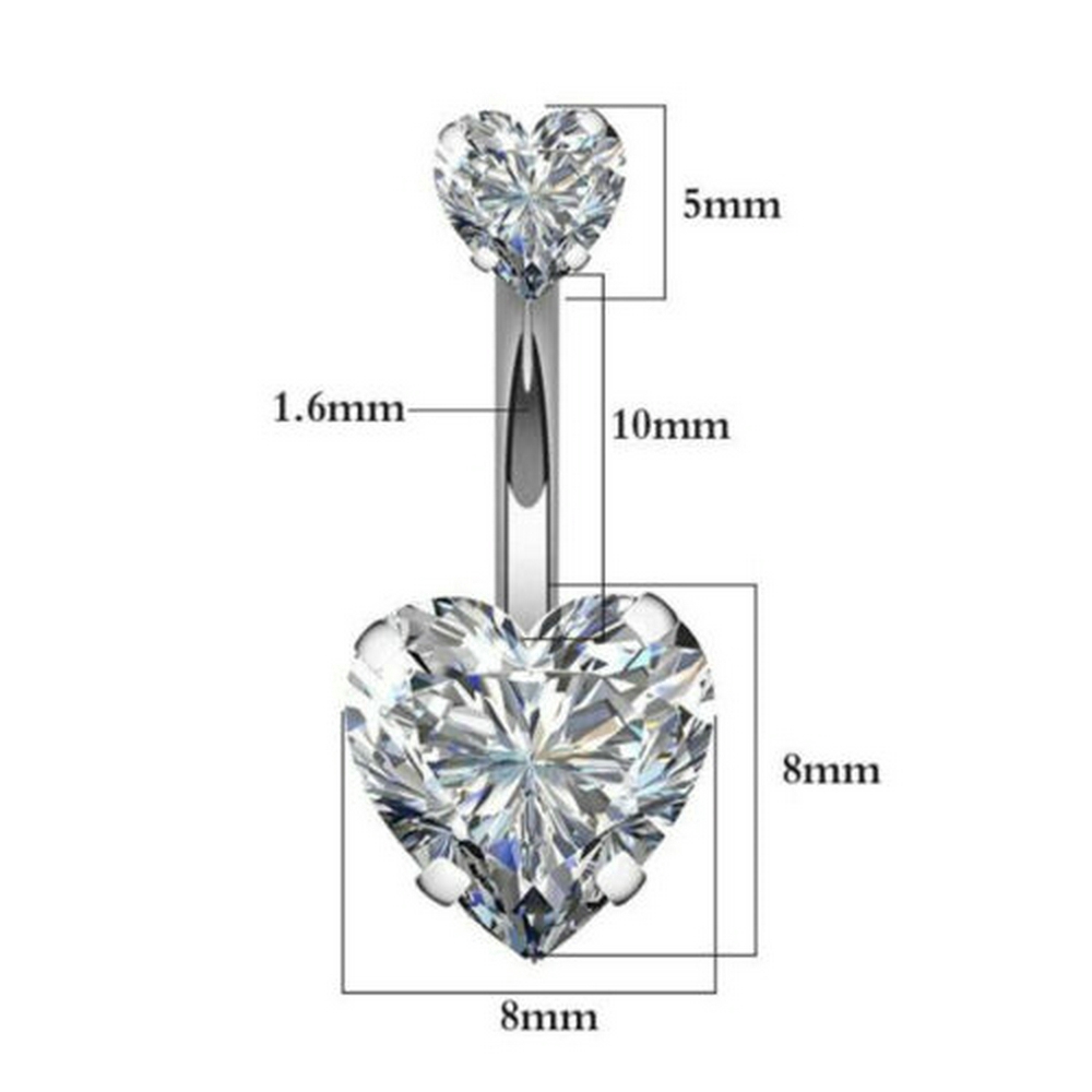Khuyên rốn đính đá hình trái tim xinh xắn