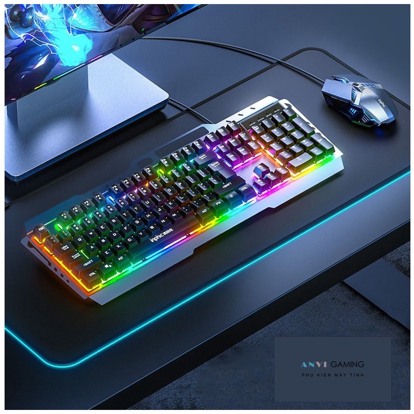 Bàn Phím Cơ Kim Loại INPHIC V680 Có Dây - Đèn LED Siêu Đẹp RGB Hỗ Trợ 4000DPI Chơi Game Chuyên Nghiệp - Chính Hãng