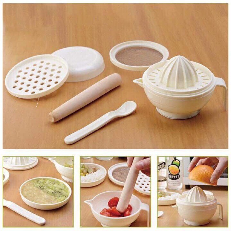 Bộ chế biến ăn dặm cho bé- dụng cụ nghiền thức ăn cho bé kiểu nhật 7 món