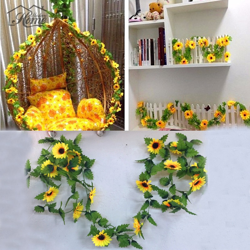 Dây Hoa Hướng Dương Giả 240cm Trang Trí Nhà Cửa