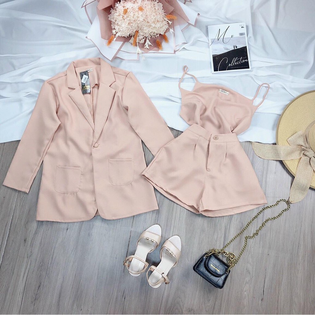 Set 3 món gồm Áo vest + áo kiểu nữ + Quần nữ