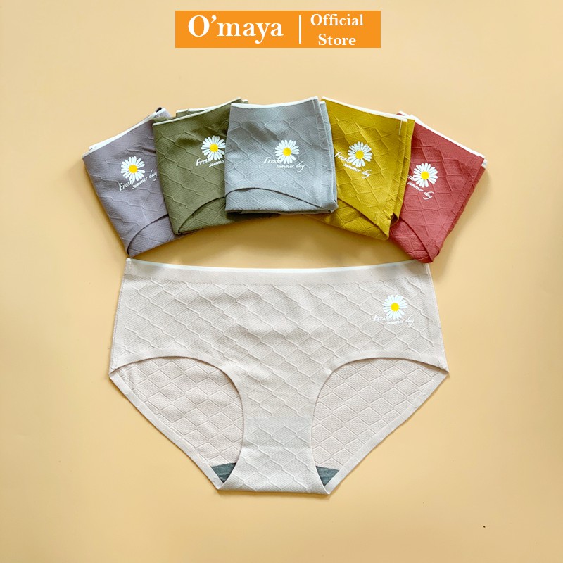 Quần lót nữ cotton không viền cúc họa mi, quần lót kháng khuẩn Nano Bạc OMAYA - QL07