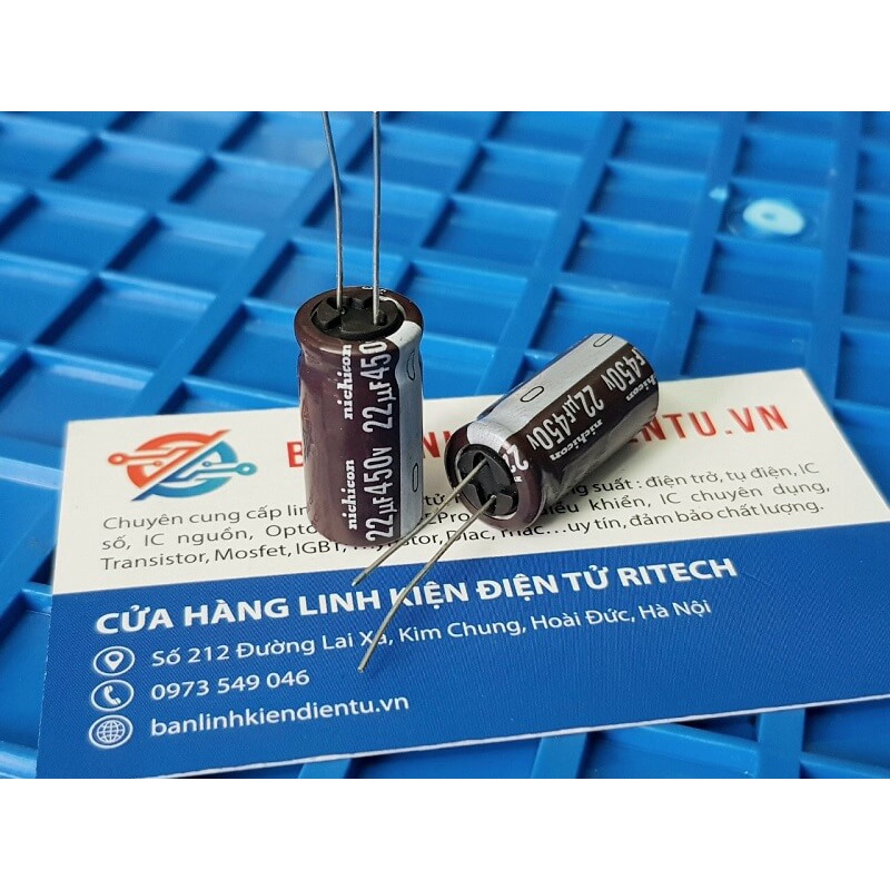 Combo 10 chiếc Tụ hóa Nichicon 22UF 450V Kích thước 13x26mm