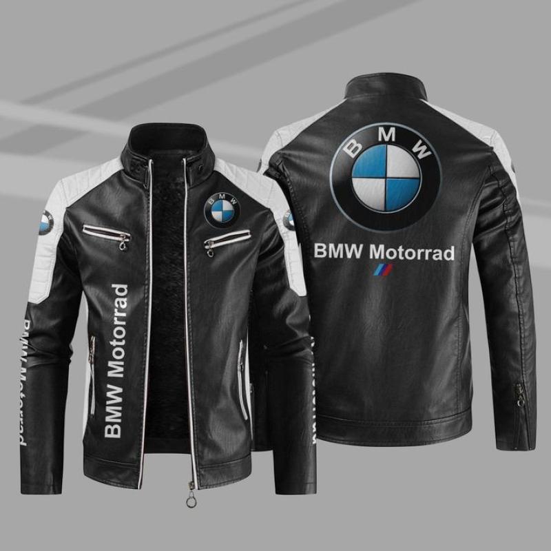 Áo Khoác Da PU In logo Bmw Ấm Áp Cá Tính Cho Nam