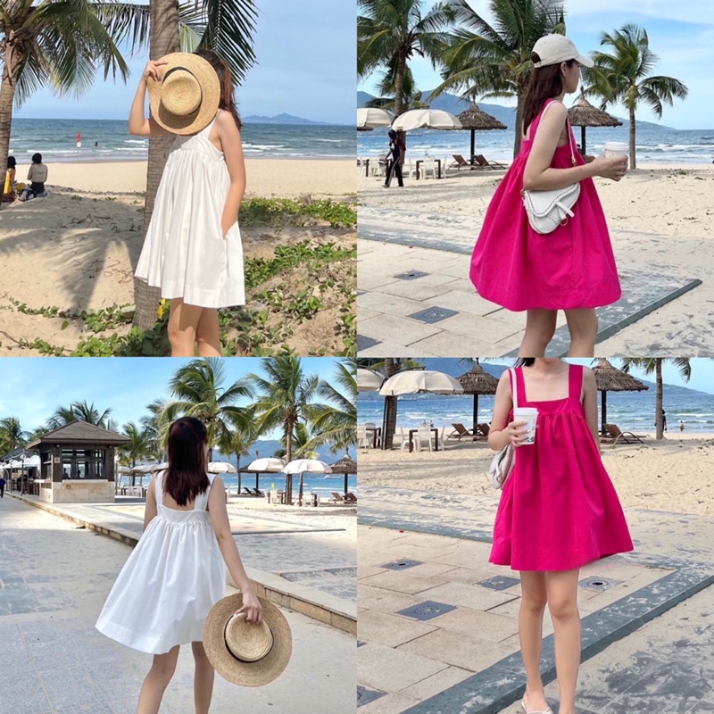 Váy Hai Dây, Váy Babydoll Hai Dây Dáng Xoè Bồng Bềnh Form Rộng Đi Biển Phong Cách Hàn Quốc - Kola Dress
