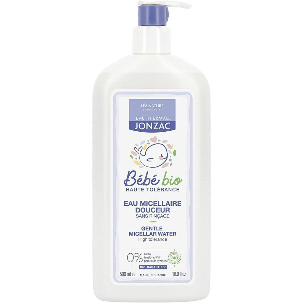 [MẪU MỚI] Nước làm sạch da hữu cơ, tắm khô, vệ sinh cơ thể cho bé - Jonzac Bebe Bio - Eau micellaire douceur 500ml