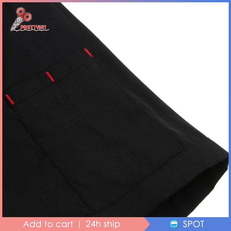 Áo đồng phục đầu bếp tay ngắn màu trắng thời trang cho nam và nữ