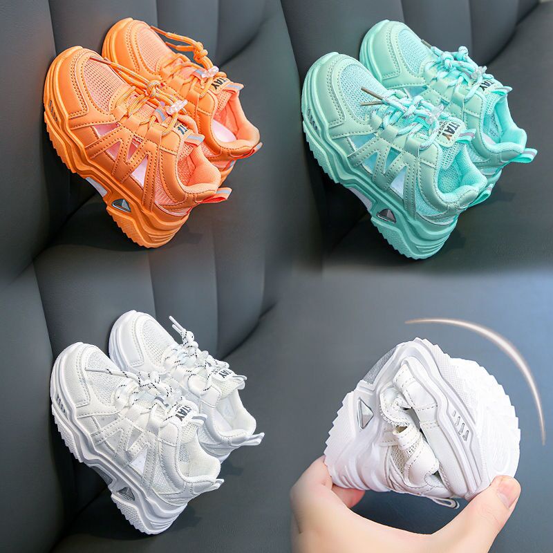 Giày Sneaker Phối Lưới Thoáng Khí Cỡ 26-37 Thời Trang Mới Cho Bé Trai / Gái