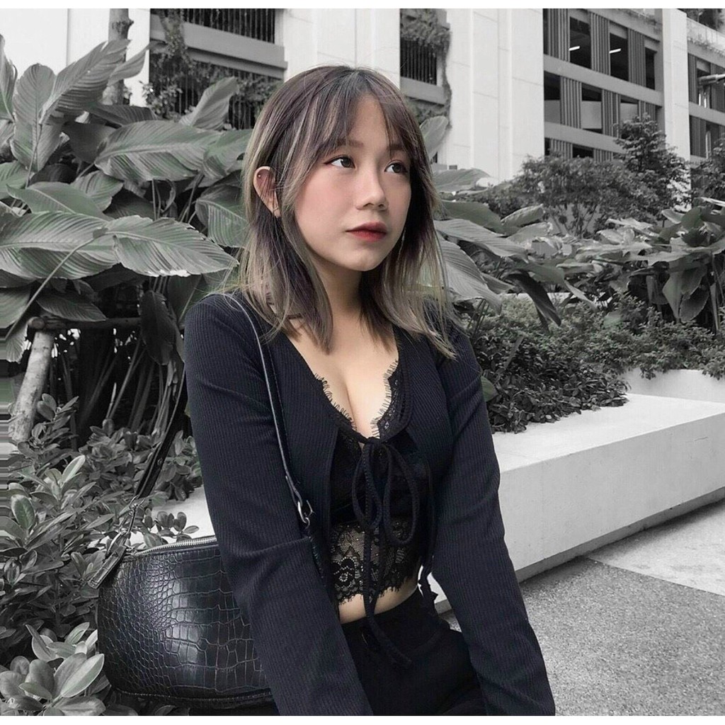 Áo khoác cardigan cột dây croptop - tay dài - hàng vải tốt loại 1 | BigBuy360 - bigbuy360.vn