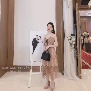 Đầm chấm bi 2 dây