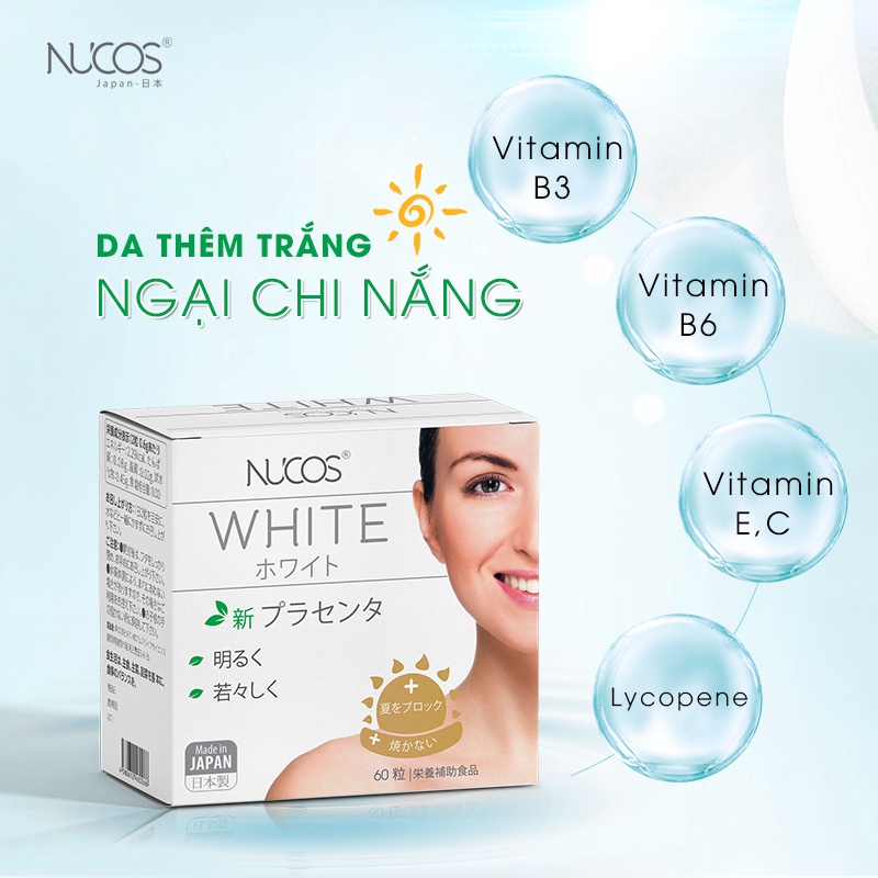 Viên uống trắng da mờ thâm nám Nucos White 60 viên