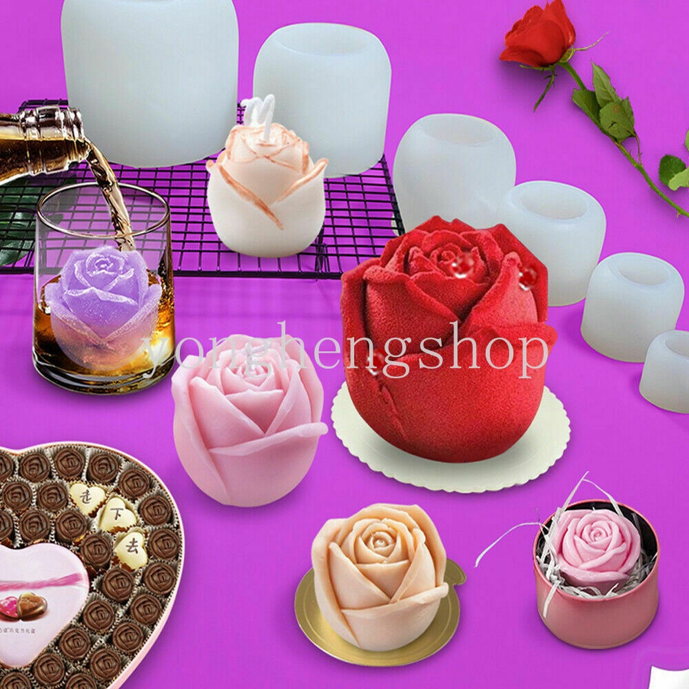 Khuôn Silicone Làm Bánh Tạo Hình Hoa Hồng 3D DIY