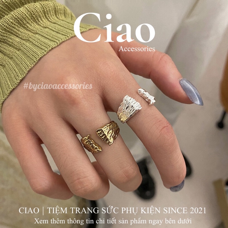[HOẢ TỐC 1H] Nhẫn mạ bạc S925 thiết kế hoạ tiết tinh tế phong cách trendy mới lạ Paige Ciao