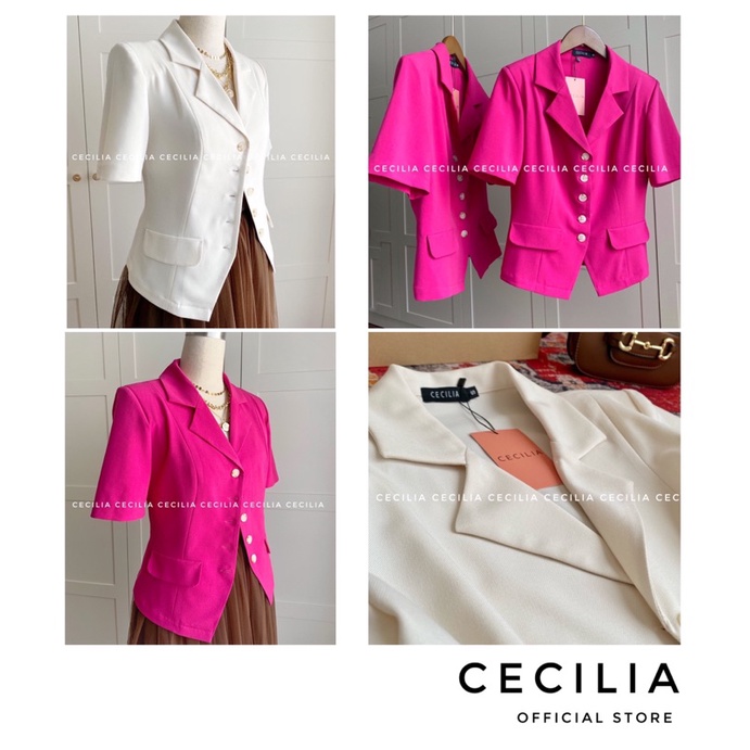 Áo sơ mi cổ vest FRANCESCA By CECILIA, có đệm vai định hình - có thể mặc như áo khoác nhẹ - Size S M L