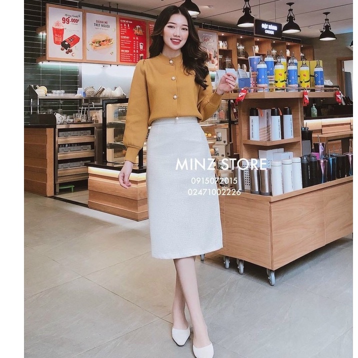 Chân váy dạ kim tuyến Quảng Châu