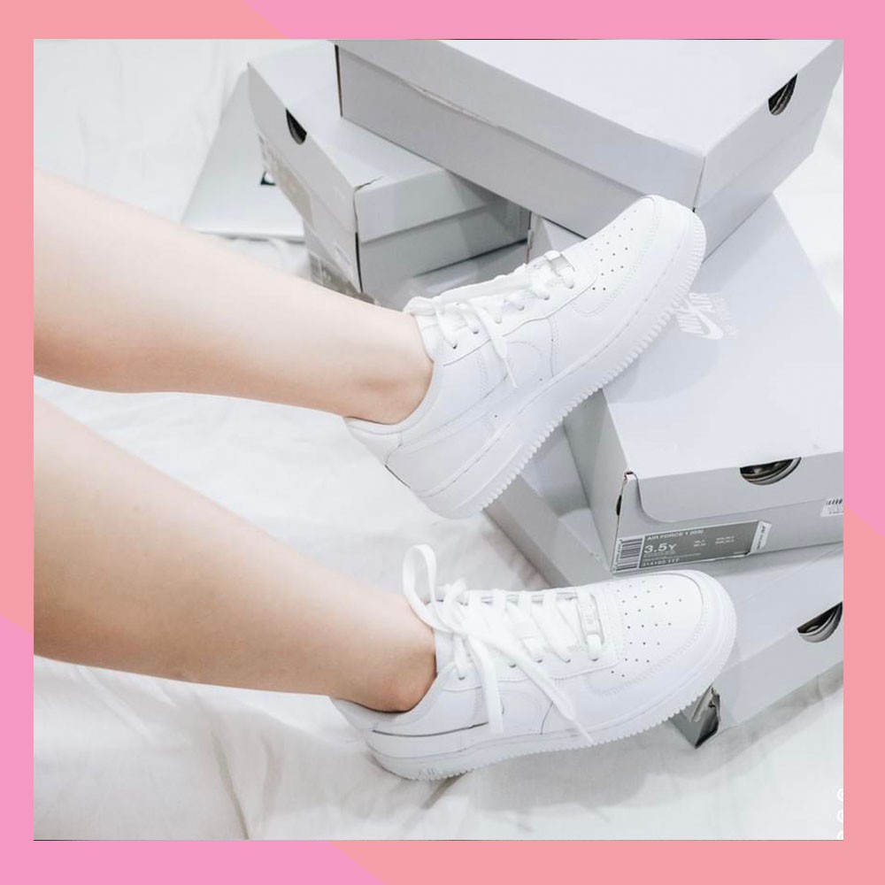 Giày Nike AF1 All White cổ thấp Chính Hãng Chuẩn Auth Shipped US Fullbox