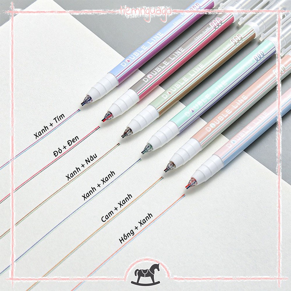 [Mã SKAMLTSM9 giảm 10% đơn 99K] Bút 2 Lines Pen Trang Trí Sổ, Thiết Lập Các Tiêu Đề, Highlight - Tiệm Ngựa Gỗ